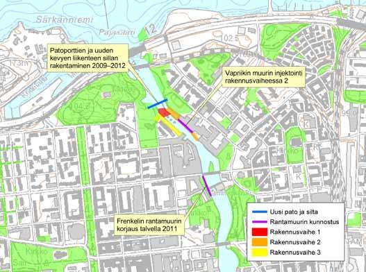 17 PATOTURVALLISUUS 17.1 Lähtötiedot ja menetelmät Arviot on tehty Tampereen sähkölaitokselta saadun suunnitelma-aineiston Tammerkosken uusi pato ja tulvakanavan reunamuurit 10.6.