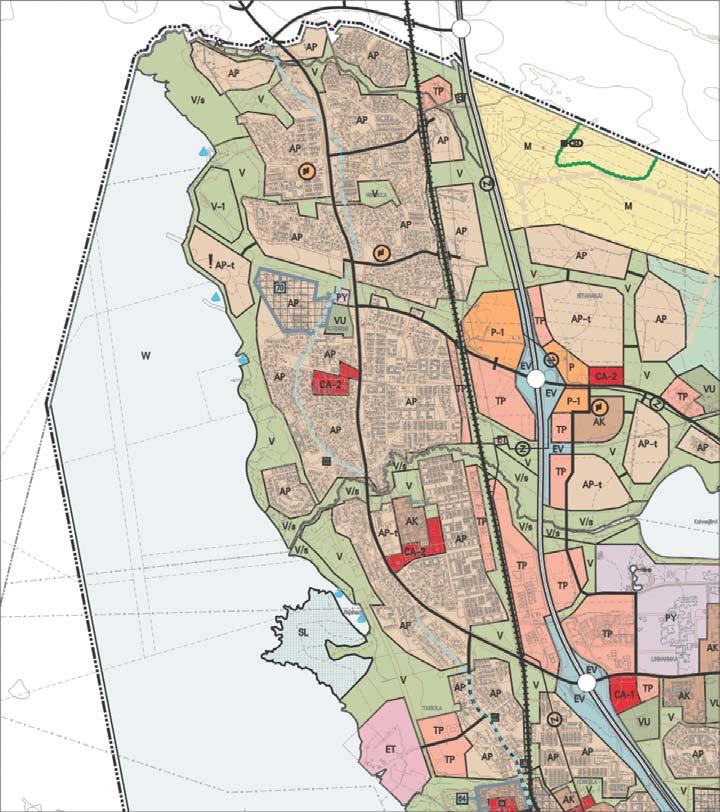 MiW, SaY, PeT, TaL, LaR 7.12.2004 16 6.2.3 Asemakaava Kuva 4. Oulun Yleiskaava 2020, Pateniemen saha ja sen lähiympäristö.