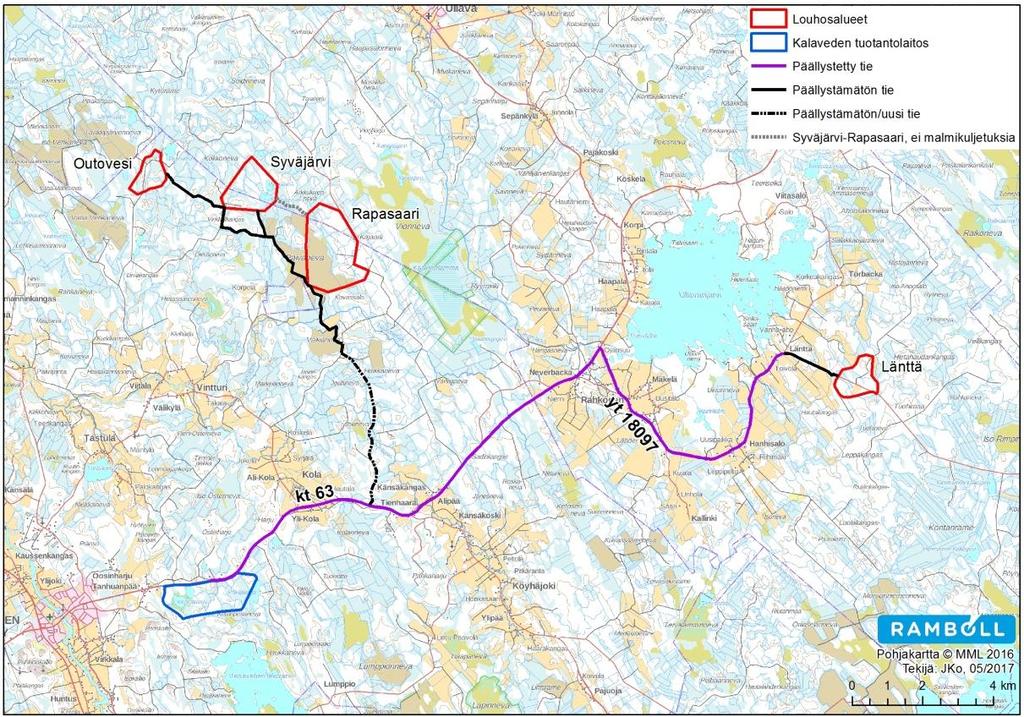 NATURA-ARVIOINTI 10 hyvin pientä. Rapasaaren louhosalueella sivukiviaines pyritään varastoimaan erilleen tai kuljettamaan muualle (Kokkolan satama). 4.