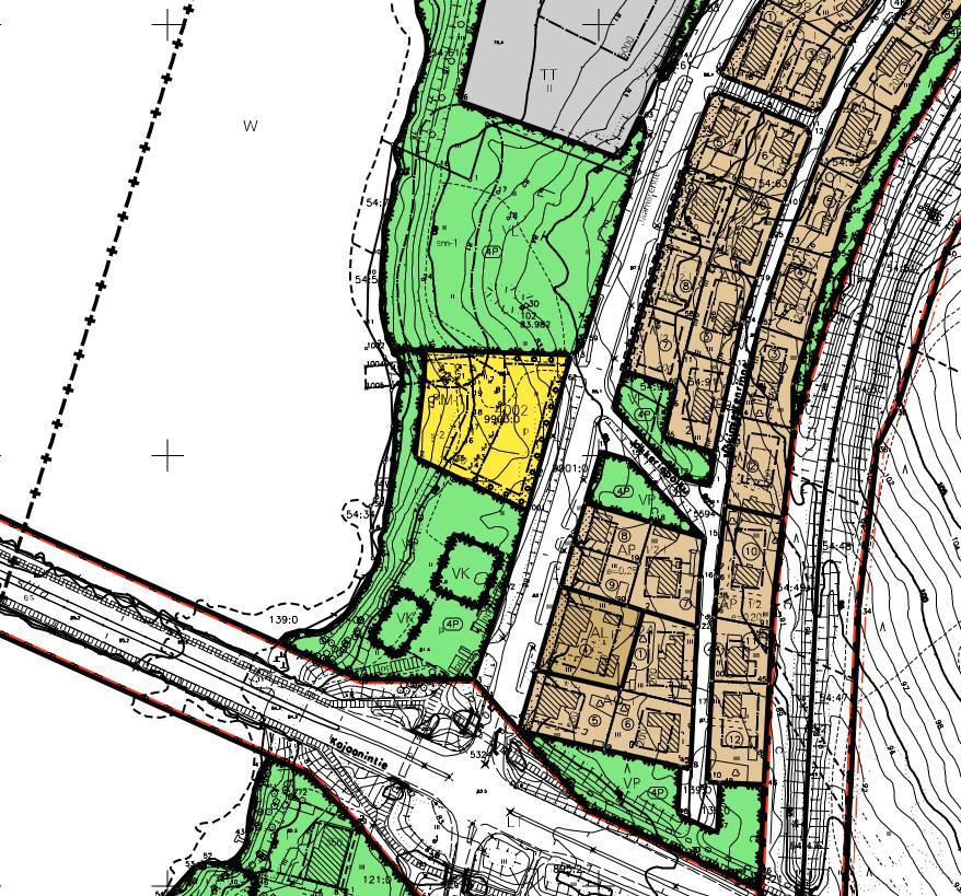 Ote suunnittelualuetta koskevasta maakuntakaavasta. Suunnittelualue kuuluu vuonna 2001 vahvistettuun. Alue on osoitettu taajamatoimintojen alueeksi (A).