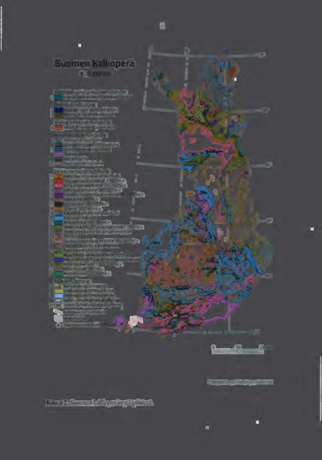 Dolerittjlonia, Pohjois-Suomi Jotunisia dolarittisia karrosmydtlisil juonia Jotunista hiakkakival ja saviliusketta Rapakival &abro-anortosiittia Alajotunisia doltrittijuoniparvia V