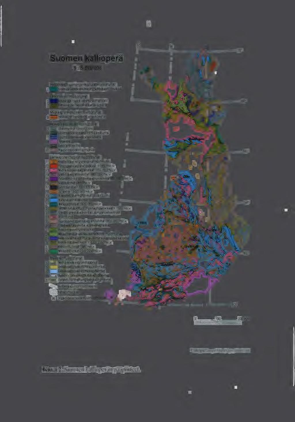 Dolerittjlonia, Pohjois-Suomi Jotunisia dolarittisia karrosmydtlisil juonia Jotunista hiakkakival ja saviliusketta Rapakival &abro-anortosiittia Alajotunisia doltrittijuoniparvia V