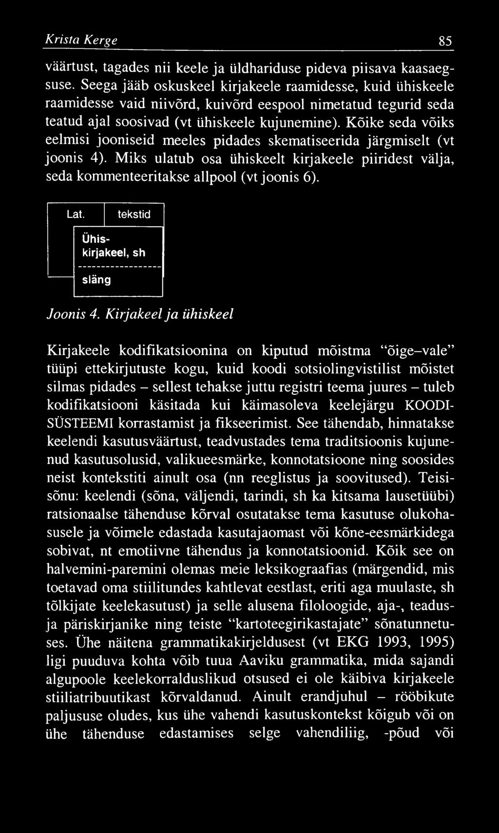 K rista Kerge 85 väärtust, tagades nii keele ja üldhariduse pideva piisava kaasaegsuse.