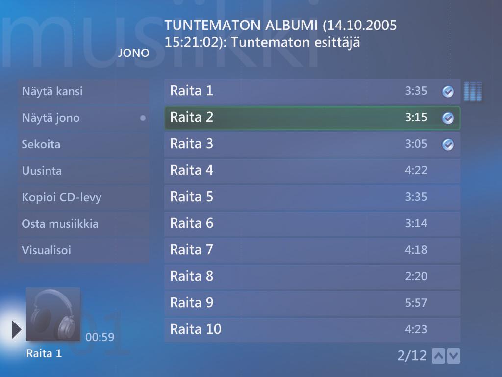 Albumien toistaminen Musiikki-ikkunassa 1 Paina kaukosäätimen Media Centerin käynnistyspainiketta tai napsauta hiirellä tehtäväpalkin Käynnistä-painiketta ja valitse sitten Media Center.