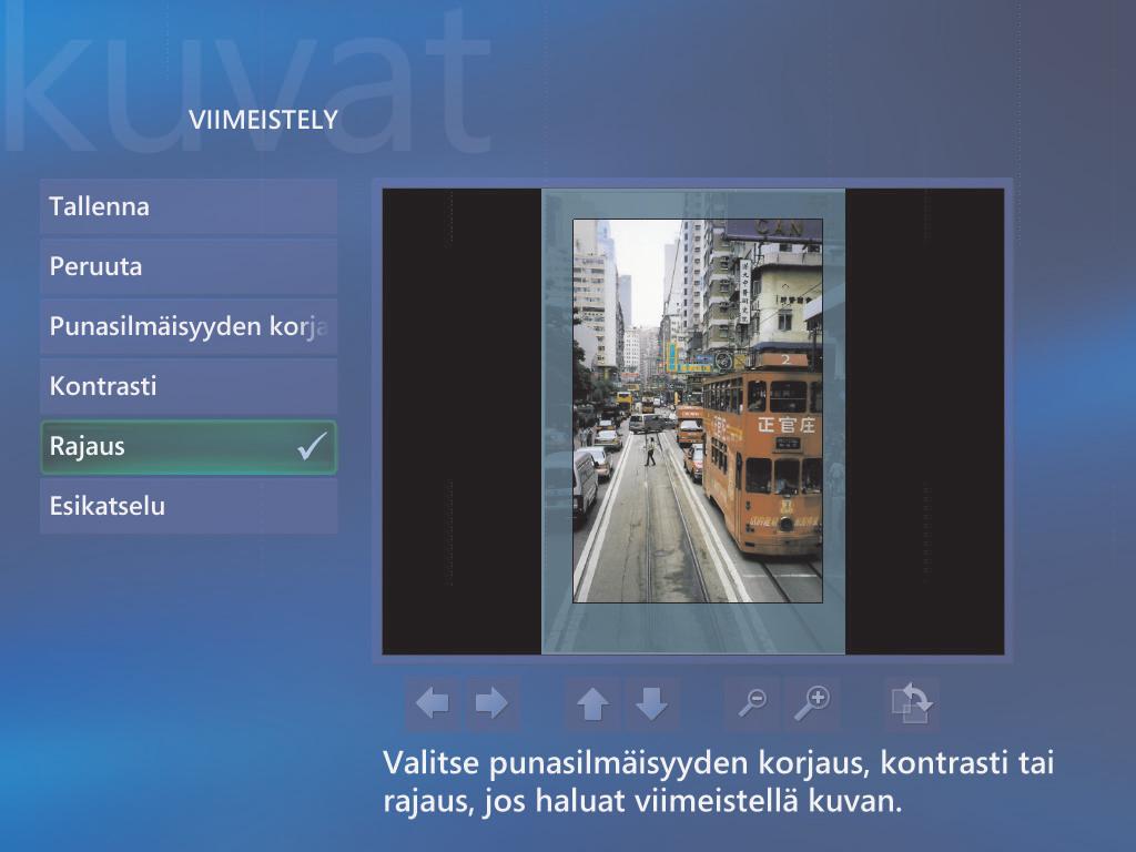 Kuvien rajaaminen Kuvat-ikkunassa 1 Paina kaukosäätimen Media Centerin käynnistyspainiketta tai napsauta hiirellä tehtäväpalkin Käynnistä-painiketta ja valitse sitten Media Center. 2 Valitse Kuvat.