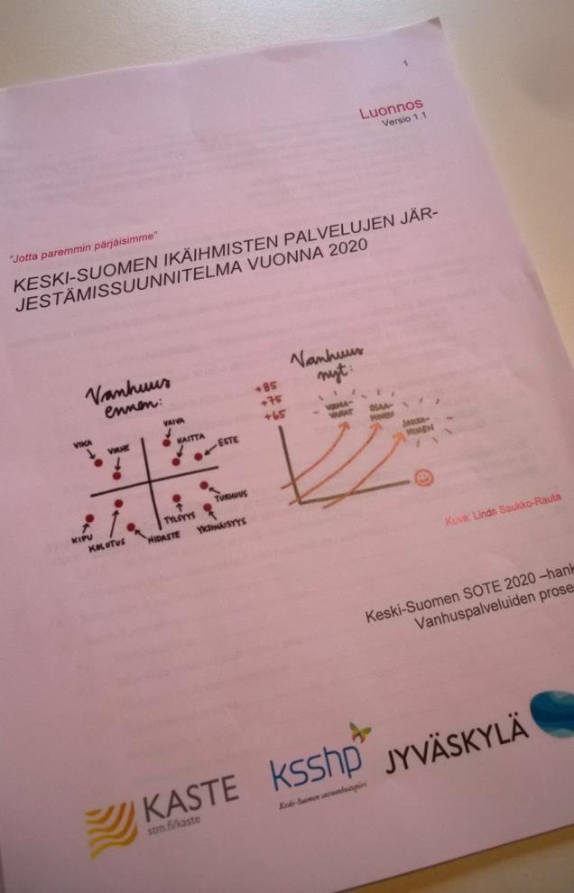 KESKI-SUOMEN IKÄIHMISTEN PALVELUJEN JÄRJESTÄMISSUUNNITELMA VUONNA 2020 -luonnos Sovittu tavoiteltava palvelurakenne eli vuonna 2020 asuu 75 vuotiaista kotona92%; ja 93% vuonna 2025) Luonnokseen on