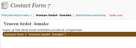 Lomakkeiden lisääminen sivuille tapahtuu samaan tapaan kuin artikkelilistauksien lisääminen.