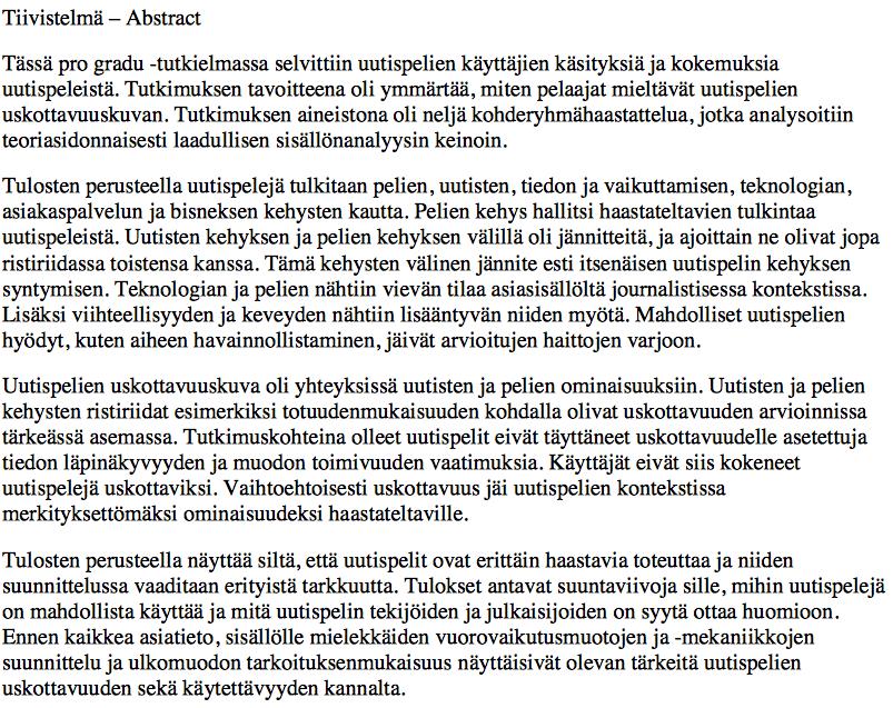 Launonen, S.-K. (2014). Uutispelit ja niiden uskottavuus. Pro gradu työ.