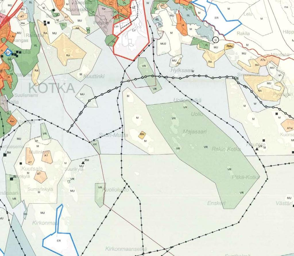 SUUNNITTELUKESKUS OY ARVIOINTIOHJELMA 22 (39) 5.3 Kaavoitustilanne Alueella on voimassa ympäristöministeriön 19.6.2001 vahvistama Kymenlaakson seutukaava. Ote seutukaavasta on esitetty kuvassa 10.