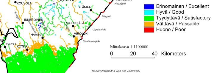 SUUNNITTELUKESKUS OY ARVIOINTIOHJELMA 25 (39) 5.5.2 Meriveden laatu duttua ja todennäköisesti myös talven ja alkukevään jääpeiteaikana vallitseva pintavirtaussuunta on rannikkoa pitkin länteen.