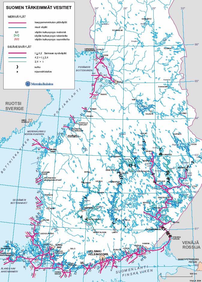 SUUNNITTELUKESKUS OY ARVIOINTIOHJELMA 2 (39) Kuva 1. Haminan sataman alueellinen sijainti ja kauppamerenkulun pääväylät (kuva ).