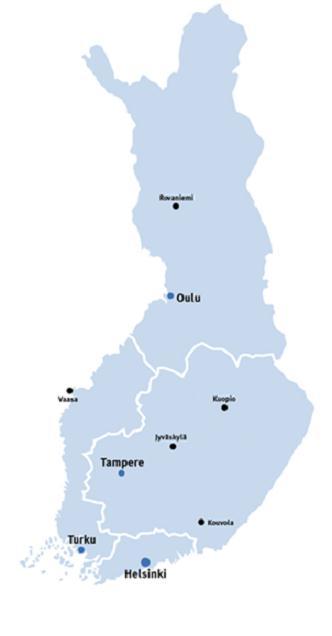 12 Kuva 1. Tieliikennekeskusten toimialueet (Liikenneviraston www-sivut 2013).