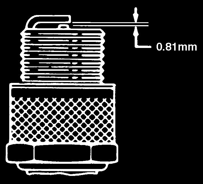 Aseta keski- ja sivuelektrodien ilmarako 0,8 mm:iin. Asenna sytytystulppa, jonka kärkiväli on oikein, ja kiristä tulppa 20 27 Nm:iin. Jos et käytä momenttiavainta, kiristä tiukasti. Kuva 55.