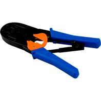 sininen/musta/oranssi TP kaapelien asennukseen tarvittava työkalu. RJ45 liintännän puristus, kaapelin katkaisu ja kuorinta.