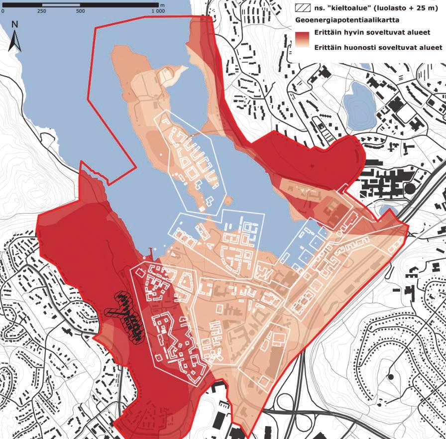 GEOENERGIAN HYÖDYNTÄMINEN Geoenergiajärjestelmien kannattavuuteen alueella vaikuttavat mm. maanpeitepaksuus ja kallioperän laatu.