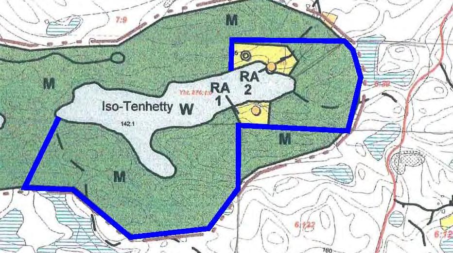 Rantayleiskaavaan ei ole tehty toistaiseksi virallista muutosta tehdyn siirron osalta. Kaavaalue on muilta osin osoitettu rantayleiskaavassa maa- ja metsätalousalueeksi. Rantayleiskaava alla.