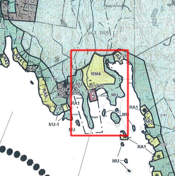 Kuva 12. Ote Pernajan rannikon ja saariston osayleiskaavasta, ranta-asemakaava-alue keskellä. 3.