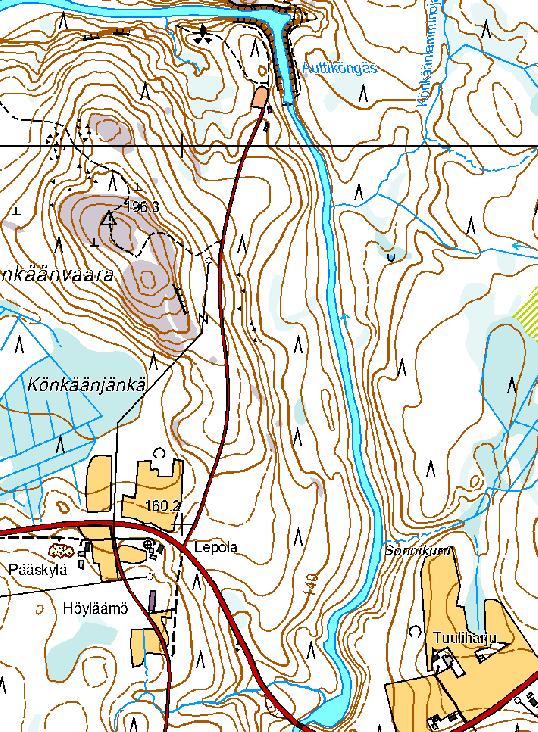 3509 7354 500 m Kartta 11. Könkäänlamminoja.