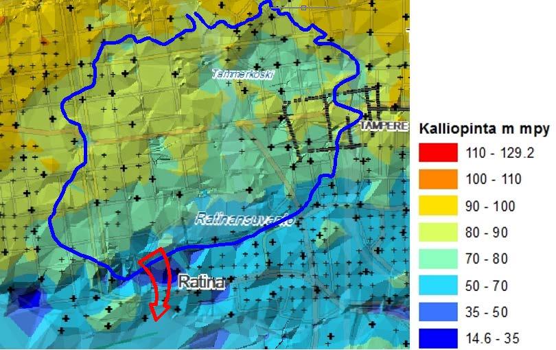 Tammerkoskijärven vedenpinnan nousu jatkui niin kauan, kunnes se tavoitti Pyynikinharjun matalimmat kynnykset.