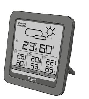 NO Bakside Oversikt Forside 1 1 2 3 4 5 1. Værprognose 2. Lavt batterinivå i hovedenheten 3. Temperatur og fuktighet for plasseringen der hovedenheten er plassert 4.