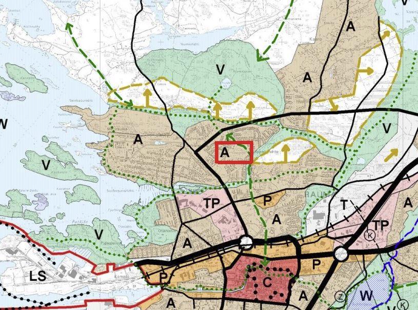 5 teollisuudelle rakentamisalueita, pääväyliä pienempiä liikenneväyläalueita, virkistys- ja puistoalueita sekä erityisalueita.