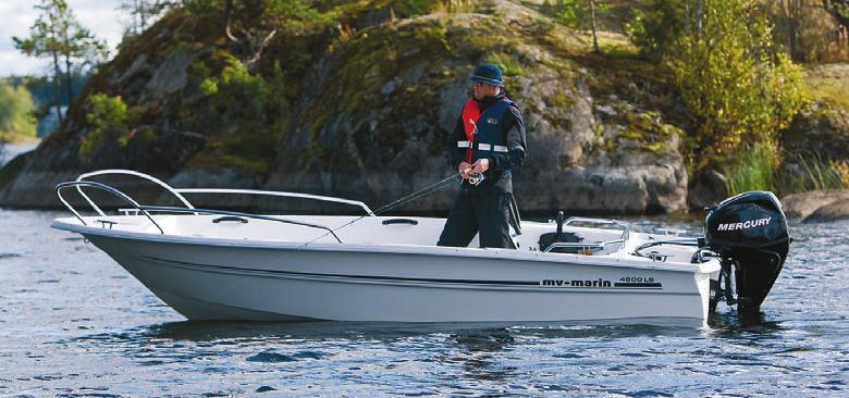 4800 LS Mökkeilyyn ja kalastukseen. Tyylikäs ja monikäyttöinen vene MV-Marin 4800 LS on edullinen ja monikäyttöinen mökki- ja kalastusvene, joka toimii jo 20 hevosvoiman moottoriteholla.