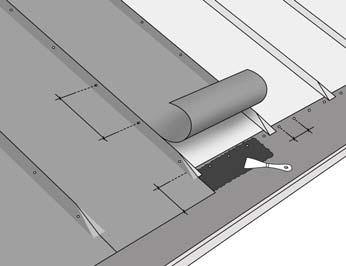 3 (5) Kolmiorimojen kiinnitys 170 mm Kolmiorimojen koko tulee olla noin 50 x. Aloita rimojen mitoitus lappeen keskeltä jolloin lappeen molempiin päihin jää saman levyinen rimaväli.