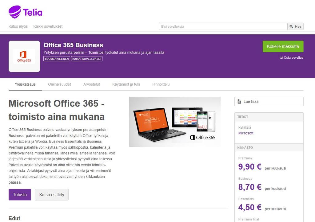 5. Office 365 -palvelun tilaus ja aktivointi A.