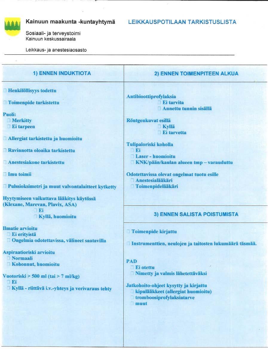 LIITE 2 Kainuun keskussairaalan