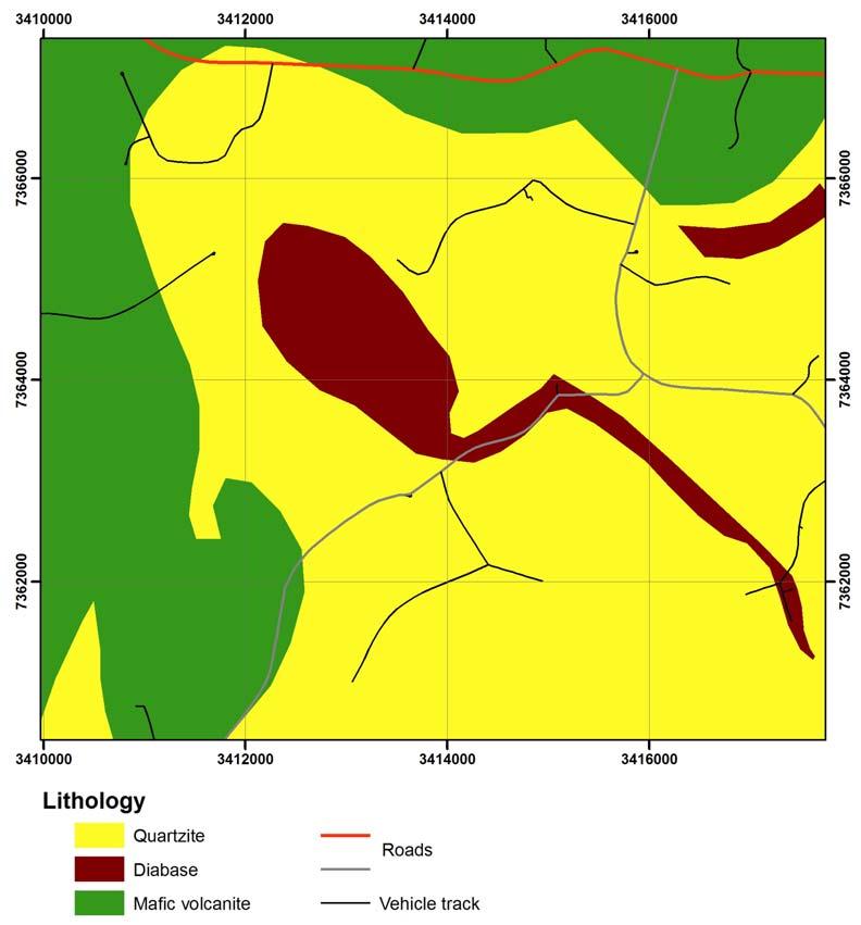 2 Kuva 2. Vinsan tutkimusalueen geologinen kartta. 1.