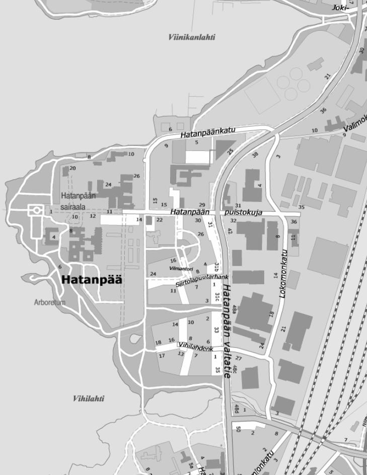 3 SAIRAALA JA PUTSARI Tarkasteltu liikenneverkko VIINIKANLAHDEN JÄTEVEDENPUHDISTAMON ALUE: ASUMINEN + 77 800 K-M2 LIIKETILAT + 10 000 K-M2 JULKISET PALVELUT 3400 K-M2 Hatanpäänkatu on katkaistu