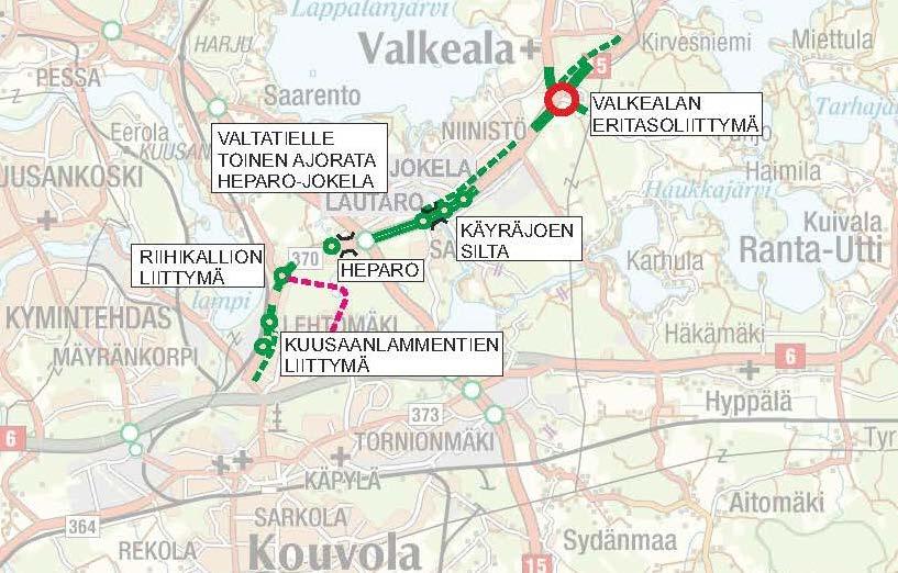 Maantietä 370 kehitetään maankäytön ehdoilla - valtatiellä 15