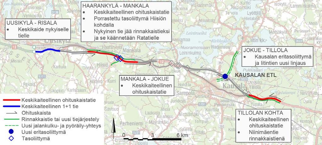 Vaihe 2 Toinen vaihe on muodostettu niin, että tieosuudesta muodostuu palvelutasoltaan yhtenäinen ja turvallinen.