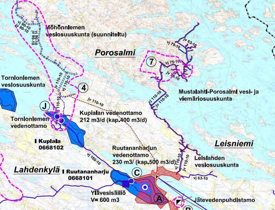 FCG SUUNNITTELU JA TEKNIIKKA OY Kaavaselostus 15 (33) Kuva 16: Ote Vesihuollon kehittämissuunnitelmasta. Porosalmen yleiskaavan yhteydessä on laadittu luontoselvitys.