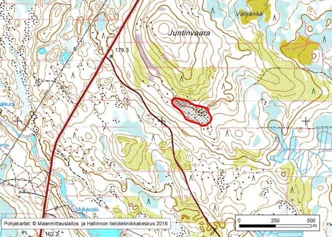 Y=515184 Asu/rakenne: Homogeeninen Korkeus: Z alin 195m, Z ylin 205 m Maanomistus: Yksityinen Mitat/pinta-ala: 280 m x 100 m/n.