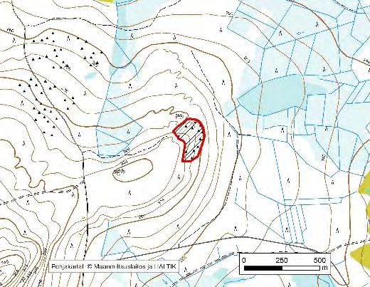 Asu/rakenne: Suuntautunut Korkeus: Z alin 280 m, Z ylin 295 m Maanomistus: Metsähallitus Mitat/pinta-ala: 270 m x 150 m/n.