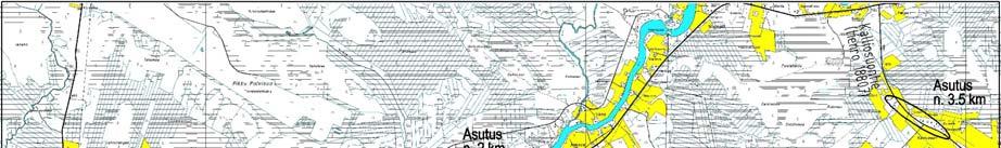 Kuva 5.1 Asutuksen sijoittuminen Yli-Tannilan kylä sijaitsee noin kaksi kilometriä hankealueen pohjoispuolella.