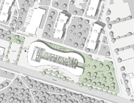 Ing (FH) tekijänoikeus copyright Robert Lassenius, Marcus Coelen asemapiirros site plan 1:2000 Ote arvostelupöytäkirjasta Orgaaninen jalanjälki on kilpailun komeimpia suorituksia.