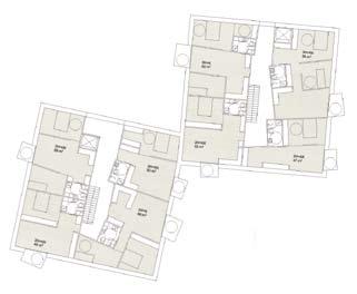 The flats are articulated reasonably clearly with access from a single corridor. In the entry, Kangaspuisto has not been retained in its entirety; part of the building is located in the park.