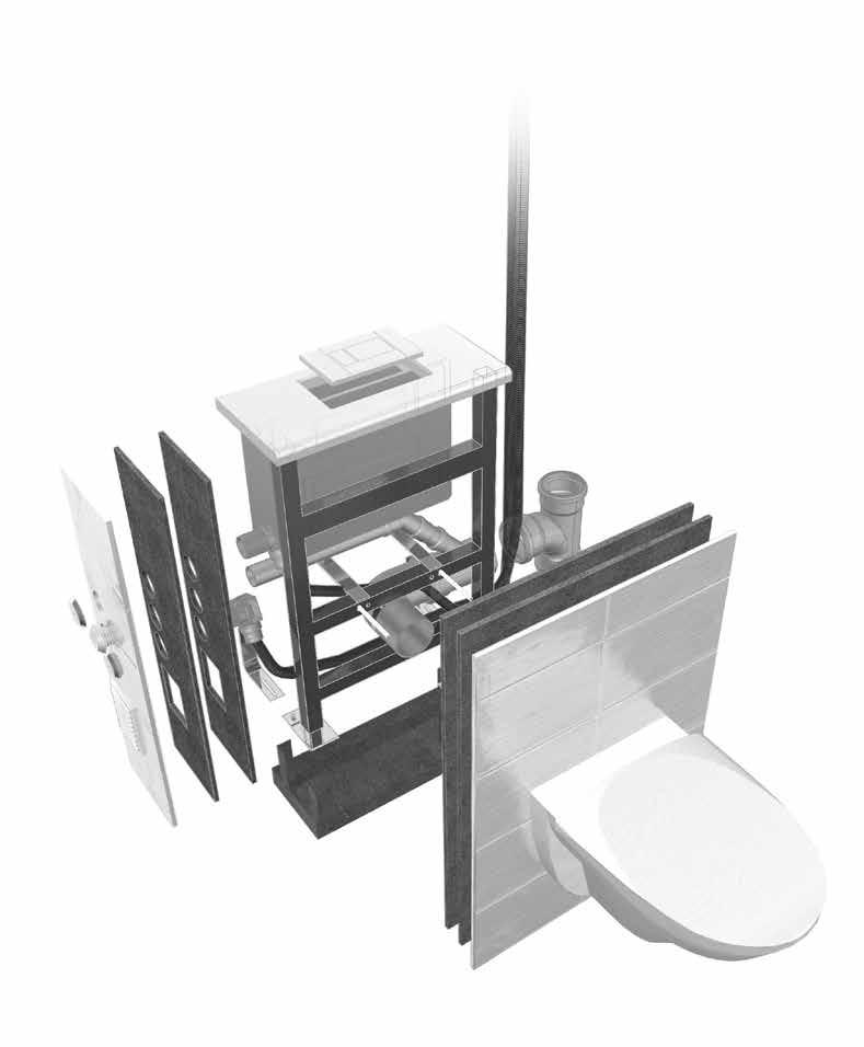 Cefo -elementtijärjestelmä 2014 Seinä-WC Elementti sisältää seinä-wc-kannatustelineen, elementin runko- ja kansiosat, -viemäriputket ja -osat, kannakkeet, -hanakulmarasiat, äänieristeet,