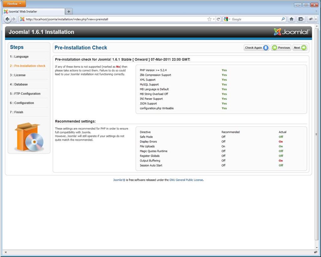 11 2.3.3 Ominaisuudet Käyttöönotto Joomla vaatii asennettavasta koneesta vähintään seuraavat ohjelmistot: Web palvelin: Apache 1.3 (suositeltu 2.0 tai uudempi) Tietokanta: MySQL 3.23 (suositeltu 4.