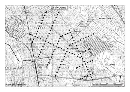 Kolarissa tutkitut suot, niiden turvevarat ja käyttökelpoisuus, osa 1 26. Järvivuoma 26. Järvivuoma (kl. 2624 12, x = 7453,2, y = 2495,1) sijaitsee Kolarin kuntakeskuksesta noin 20 km eteläkaakkoon.