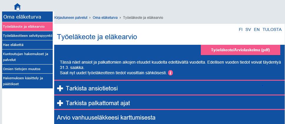 Tarkista työeläkeote https://www.