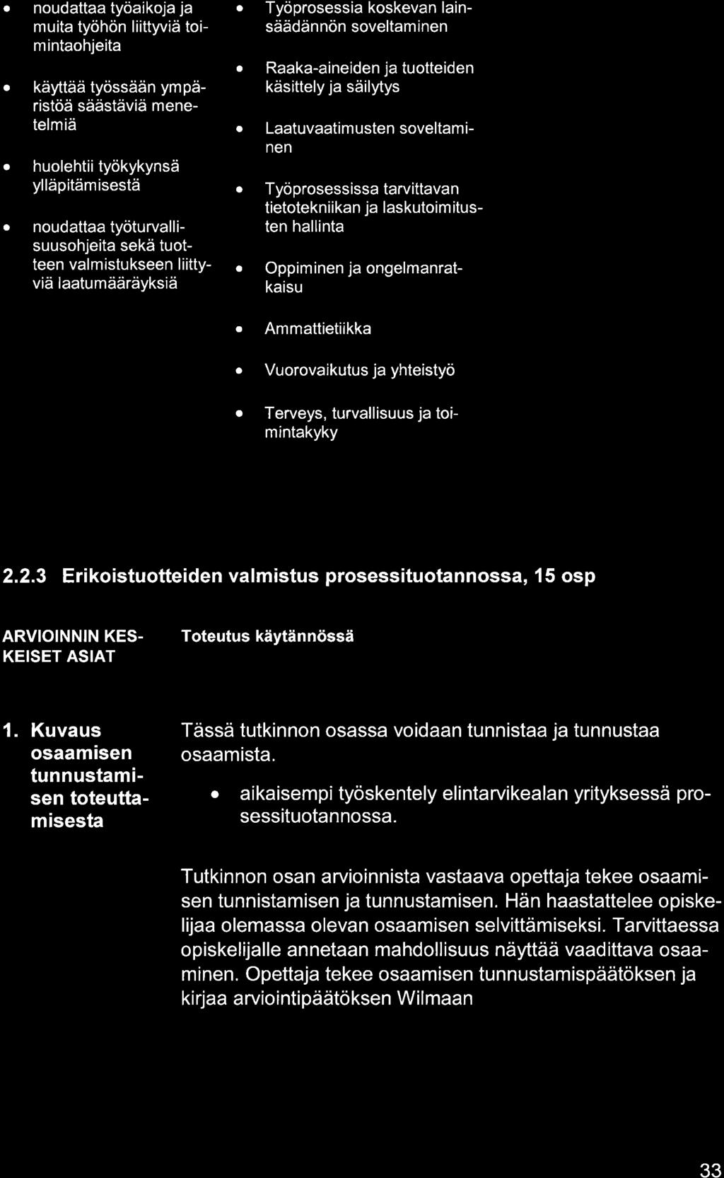 noudtt työikoj j muit työhön liittyviä toimintohjeit käyttää työssään ympäristöä säästäviä menetelmiä huolehtii työkykynsä ylläpitämisestä noudtt työturvllisuusohjeit sekä tuotteen vlmistukseen