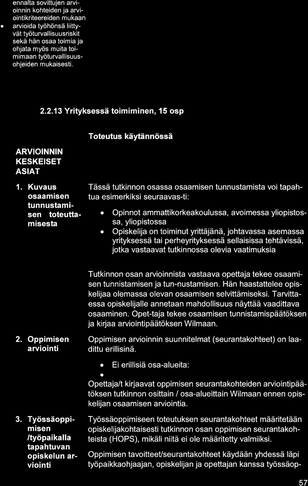 ennlt sovittujen rvioinnin kohteiden j rviointikriteereiden mukn rvioid työhönsä liittyvät työturvl lisu usriskit sekä hän os toimi j ohjt myös muit toimimn työturvllisuusohjeiden mukisesti. 2.