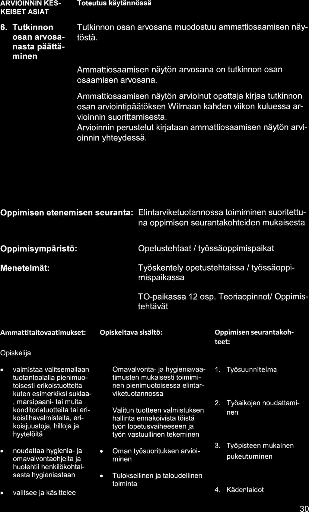 ARVIO NNIN KES. KEISET ASIAT 6. Tutkinnon osn rvosnst päättäminen Tutkinnon osn rvosn muodostuu mmttiosmisen näytöstä. Ammttiosmisen näytön rvosn on tutkinnon osn osmisen rvosn.