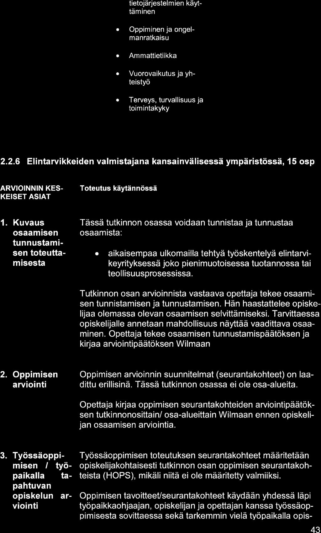 tietojärjestelm ien käyttäminen Oppiminen j ongelmnrtkisu Ammttietiikk Vuorovikutus j yhteistyö Terveys, turvllisuus j toimintkyky 2.