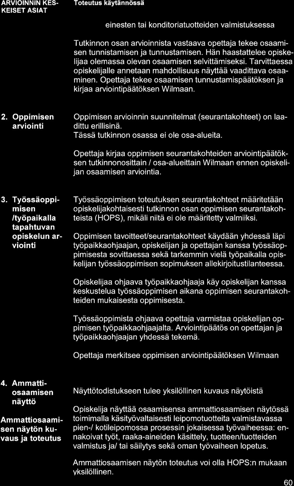 ARVIOINNIN KES. KEISET ASIAT e i nesten t i ko nd ito rituotteid en v I m istu ksess Tutkinnon osn rvioinnist vstv opettj tekee osmisen tunnistmisen j tunnustmisen.