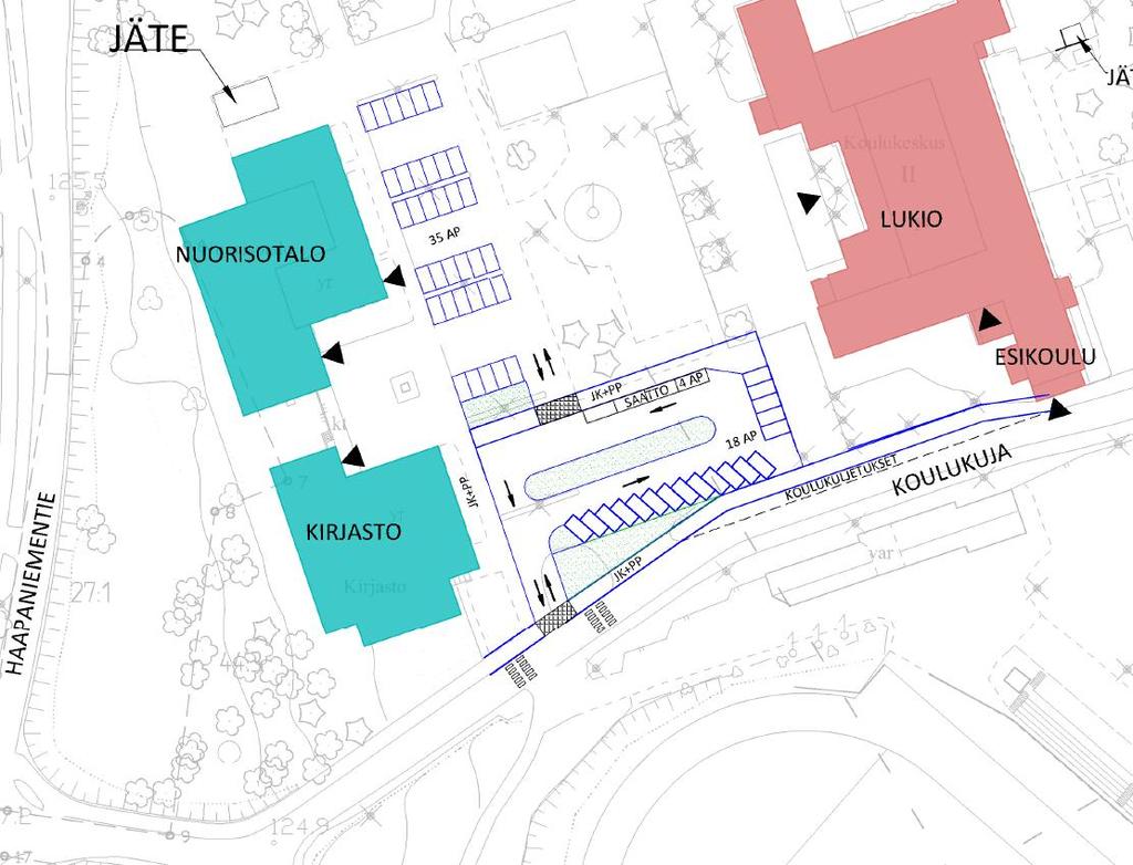 VE 1A 53 autopaikkaa + 4 jättöpaikkaa Alueelle johtaa yksi ajoneuvoliittymä, pohjoiselle P-alueelle kulku