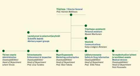 Lääkelaitoksen organisaatio 1.1.2003 / National Agency for Medicines, organisation 1.1.2003 Lääkelaitoksen johtoryhmä 1.1.2003 / NAM s Management Group 1.